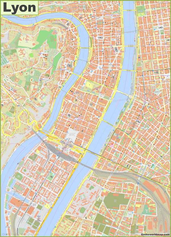 Lyon downtown map. Source: OnTheWorldMap