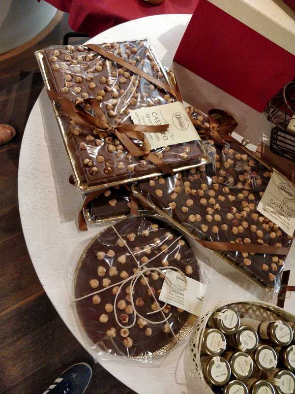 Typical chocolate with hazelnuts at a Turin’s Chocolatey