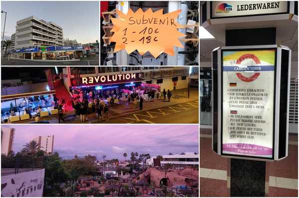 Mass tourism buildings and signs found along the islands.