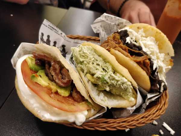 Different arepas from Arepera Las Rosas, Tenerife.