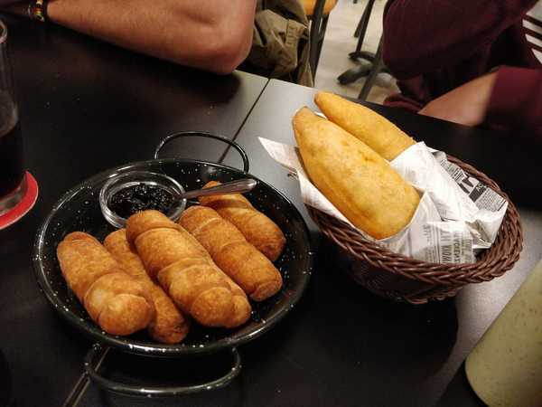 Tequeños and empanadas from Arepera Las Rosas, Tenerife.